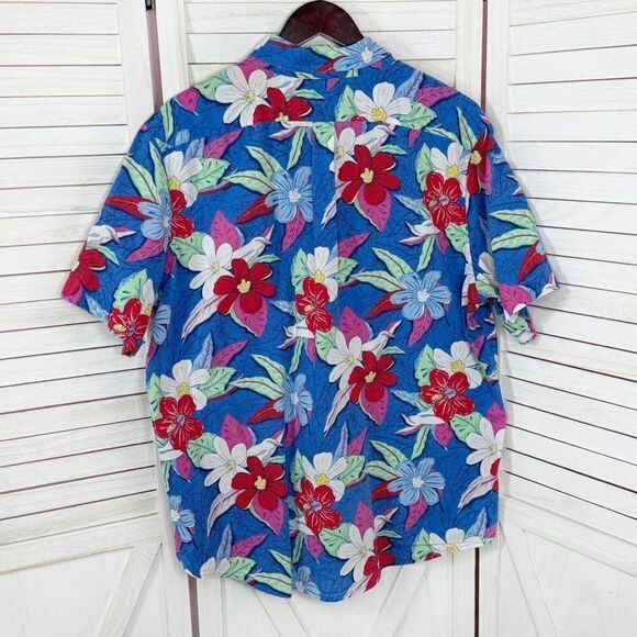 Vineyard Vines Tropical Print Button Front Slim Fit Murray Shirt Blue XL - Picture 2 of 11